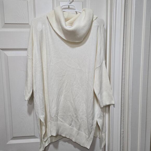 Chico’s Kayla Sweater Ivory Cowl Neck Tunic Size 2 L (12/14) - Picture 3 of 12
